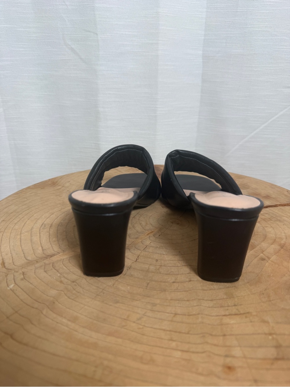 Top Moda Black Padded Double Strap Block Heel Mule Sandals | Size 6.5 - Picture 9 of 12